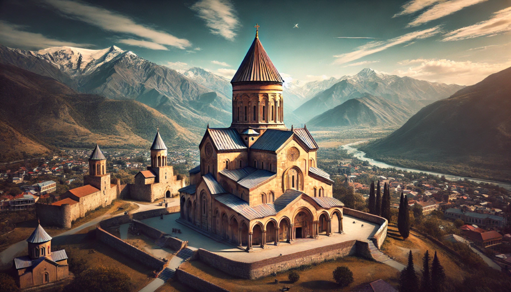 The image of Svetitskhoveli Cathedral in Mtskheta
