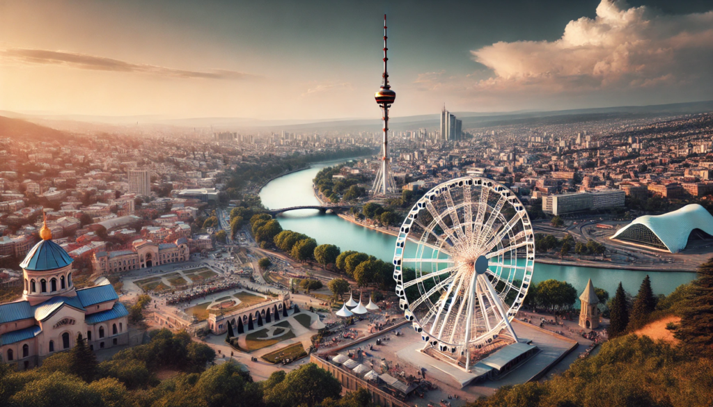 The panoramic view of Tbilisi from Mtatsminda Park